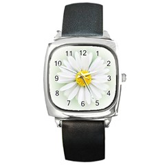 Art Daisy Flower Art Flower Deco Square Metal Watch by Celenk