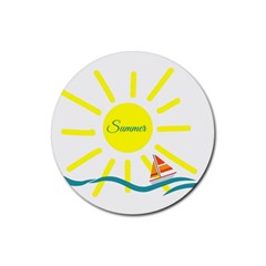 Summer Beach Holiday Holidays Sun Rubber Coaster (round)  by Celenk