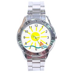 Summer Beach Holiday Holidays Sun Stainless Steel Analogue Watch by Celenk