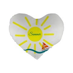 Summer Beach Holiday Holidays Sun Standard 16  Premium Flano Heart Shape Cushions by Celenk