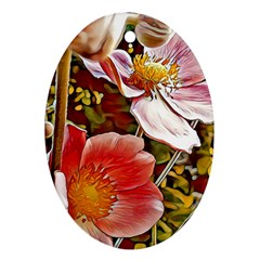 Flower Hostanamone Drawing Plant Ornament (oval) by Celenk