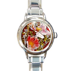 Flower Hostanamone Drawing Plant Round Italian Charm Watch by Celenk