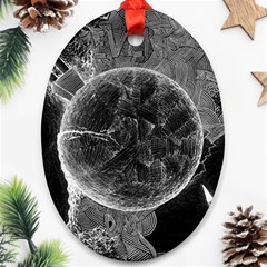 Space Universe Earth Rocket Oval Ornament (two Sides) by Celenk