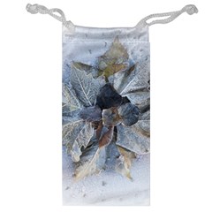 Winter Frost Ice Sheet Leaves Jewelry Bag by Celenk