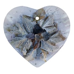 Winter Frost Ice Sheet Leaves Heart Ornament (two Sides) by Celenk