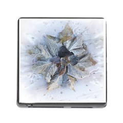 Winter Frost Ice Sheet Leaves Memory Card Reader (square) by Celenk