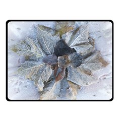 Winter Frost Ice Sheet Leaves Fleece Blanket (small) by Celenk