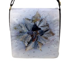 Winter Frost Ice Sheet Leaves Flap Messenger Bag (l)  by Celenk