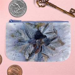 Winter Frost Ice Sheet Leaves Large Coin Purse by Celenk