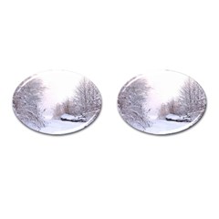 Winter Snow Ice Freezing Frozen Cufflinks (oval) by Celenk