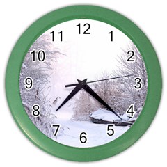 Winter Snow Ice Freezing Frozen Color Wall Clocks by Celenk