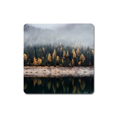 Trees Plants Nature Forests Lake Square Magnet by Celenk