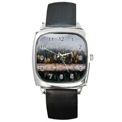 Trees Plants Nature Forests Lake Square Metal Watch by Celenk