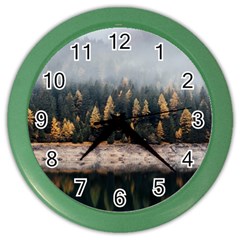 Trees Plants Nature Forests Lake Color Wall Clocks by Celenk