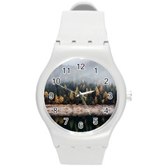 Trees Plants Nature Forests Lake Round Plastic Sport Watch (m) by Celenk