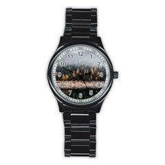 Trees Plants Nature Forests Lake Stainless Steel Round Watch by Celenk