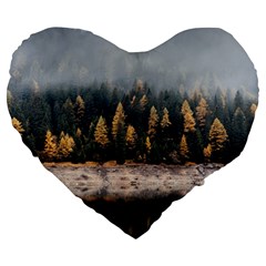 Trees Plants Nature Forests Lake Large 19  Premium Flano Heart Shape Cushions by Celenk