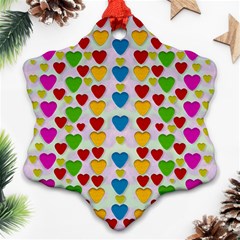 So Sweet And Hearty As Love Can Be Snowflake Ornament (two Sides) by pepitasart