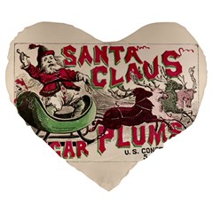 Vintage Santa Claus  Large 19  Premium Flano Heart Shape Cushions by Valentinaart