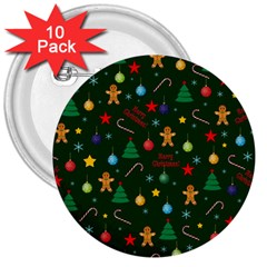 Christmas Pattern 3  Buttons (10 Pack)  by Valentinaart