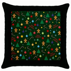 Christmas Pattern Throw Pillow Case (black) by Valentinaart