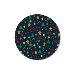 Christmas Pattern Magnet 3  (round) by Valentinaart