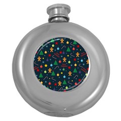 Christmas Pattern Round Hip Flask (5 Oz) by Valentinaart