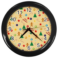 Christmas Pattern Wall Clocks (black) by Valentinaart