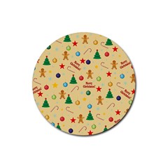 Christmas Pattern Rubber Coaster (round)  by Valentinaart