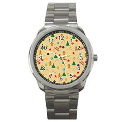 Christmas Pattern Sport Metal Watch by Valentinaart