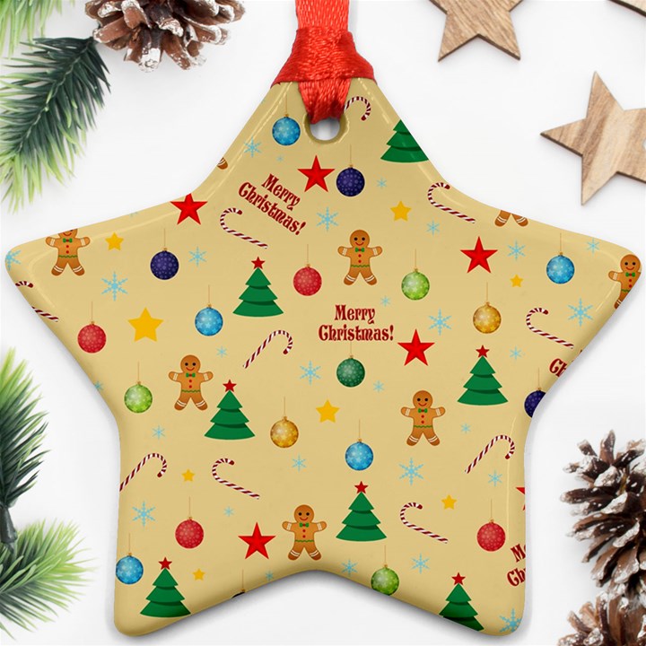 Christmas pattern Star Ornament (Two Sides)