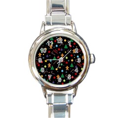 Christmas pattern Round Italian Charm Watch