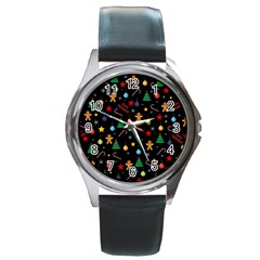 Christmas pattern Round Metal Watch