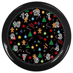 Christmas pattern Wall Clocks (Black)