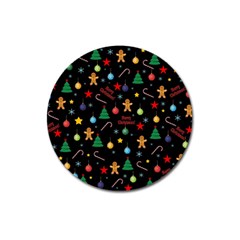 Christmas Pattern Magnet 3  (round) by Valentinaart