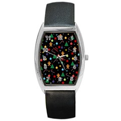 Christmas pattern Barrel Style Metal Watch