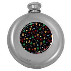 Christmas Pattern Round Hip Flask (5 Oz) by Valentinaart