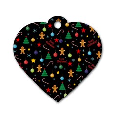 Christmas Pattern Dog Tag Heart (two Sides) by Valentinaart