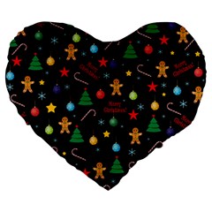 Christmas pattern Large 19  Premium Heart Shape Cushions