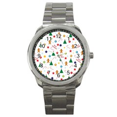 Christmas Pattern Sport Metal Watch by Valentinaart