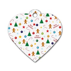 Christmas Pattern Dog Tag Heart (one Side) by Valentinaart