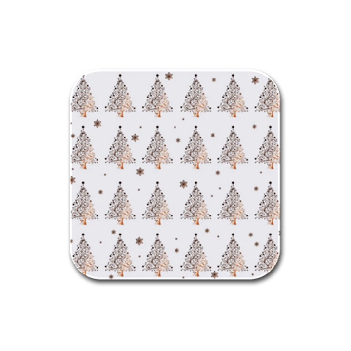 Christmas tree - pattern Rubber Square Coaster (4 pack) 