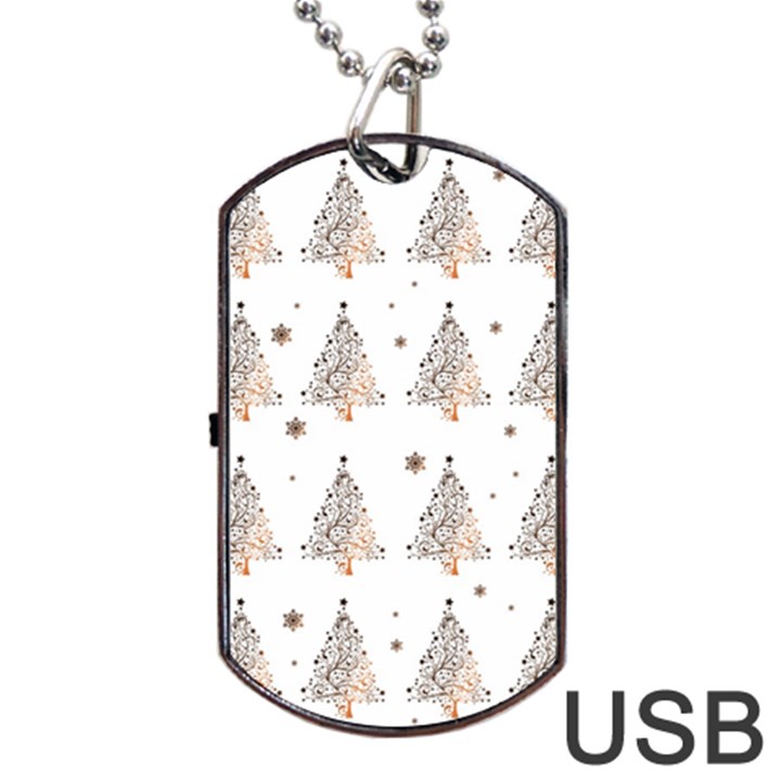 Christmas tree - pattern Dog Tag USB Flash (Two Sides)