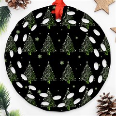 Christmas Tree - Pattern Ornament (round Filigree) by Valentinaart