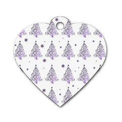 Christmas Tree - Pattern Dog Tag Heart (one Side) by Valentinaart