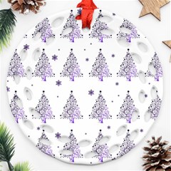 Christmas Tree - Pattern Ornament (round Filigree) by Valentinaart