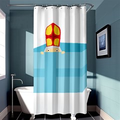 Funny Cute Kids Art St Nicholas St  Nick Sinterklaas Hiding In A Gift Box Shower Curtain 36  X 72  (stall)  by yoursparklingshop