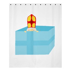 Funny Cute Kids Art St Nicholas St  Nick Sinterklaas Hiding In A Gift Box Shower Curtain 60  X 72  (medium)  by yoursparklingshop