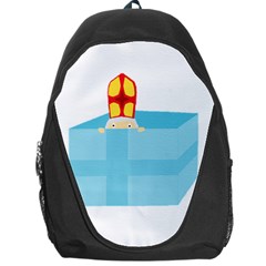 Funny Cute Kids Art St Nicholas St  Nick Sinterklaas Hiding In A Gift Box Backpack Bag by yoursparklingshop