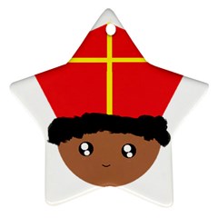 Cutieful Kids Art Funny Zwarte Piet Friend Of St  Nicholas Wearing His Miter Ornament (star) by yoursparklingshop